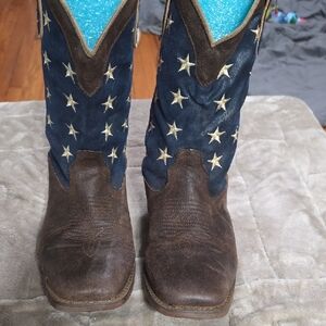 Roper American Patriotic Mens Boots Faux Leather Star Stripes Sz 8.5 GUC *READ*